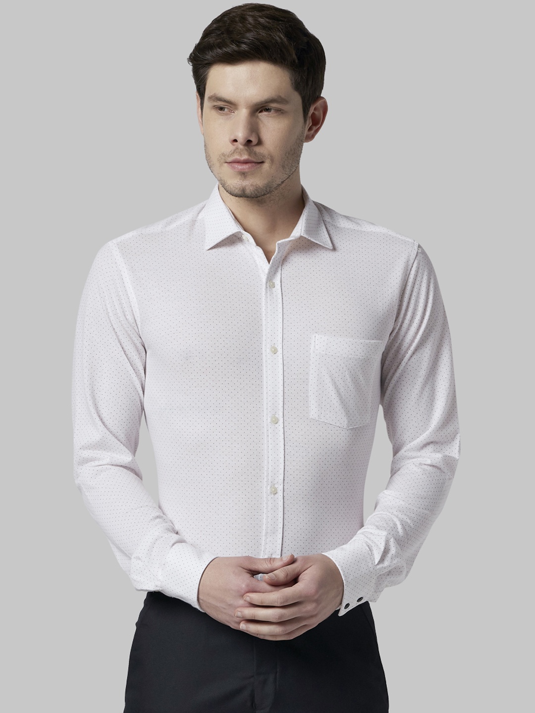 

Park Avenue Men White Slim Fit Printed Formal Shirt