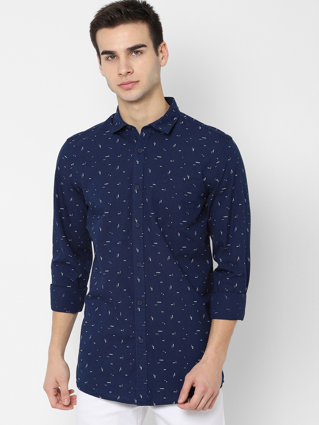 

Allen Solly Sport Men Navy Blue Regular Fit Printed Casual Shirt