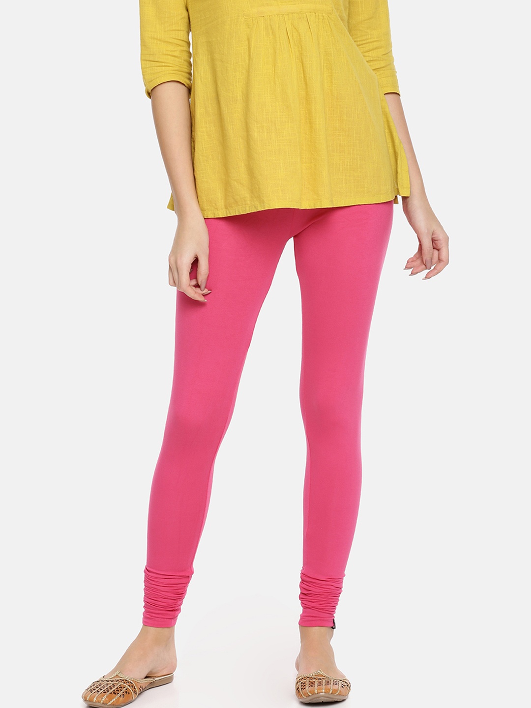 

TWIN BIRDS Women Pink Solid Churidar-Length Leggings