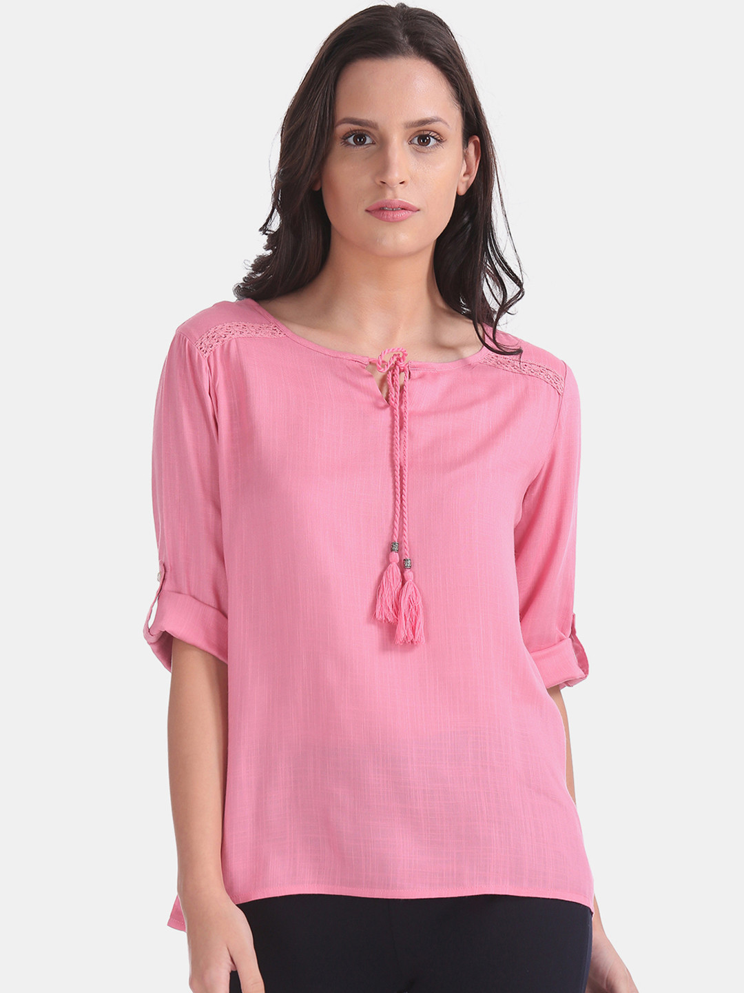 

Cherokee Women Pink Solid Top