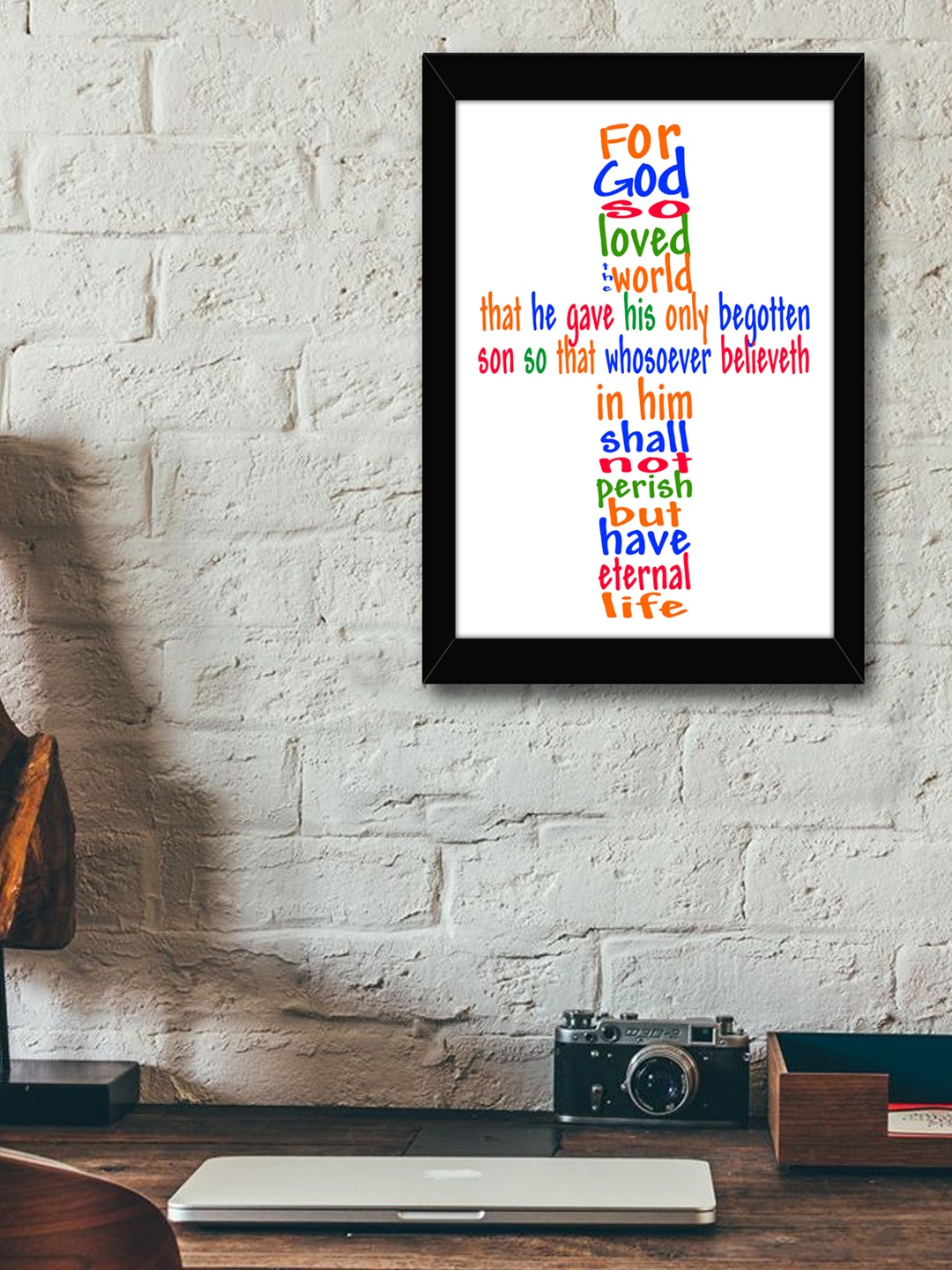 

TIED RIBBONS White & Orange Printed Synthetic Fibre Framed Wall Art