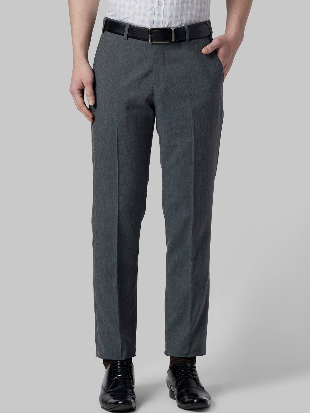 

Park Avenue Men Grey Regular Fit Solid Regular Trousers