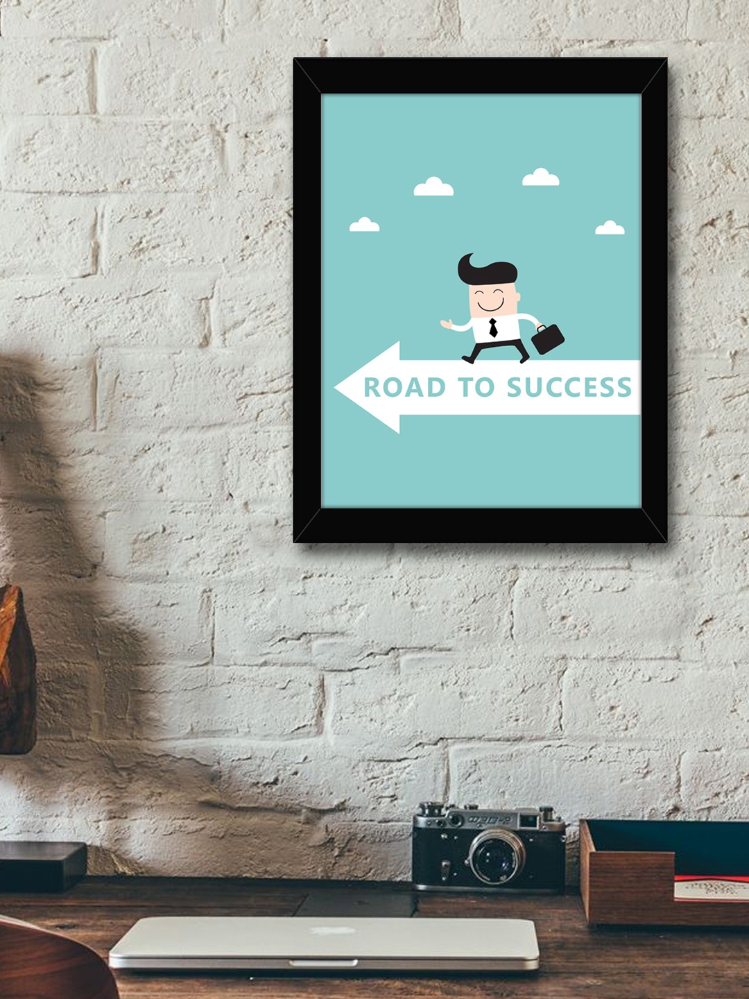 

TIED RIBBONS Blue & White Printed Inspirational Quotes Framed Wall Art