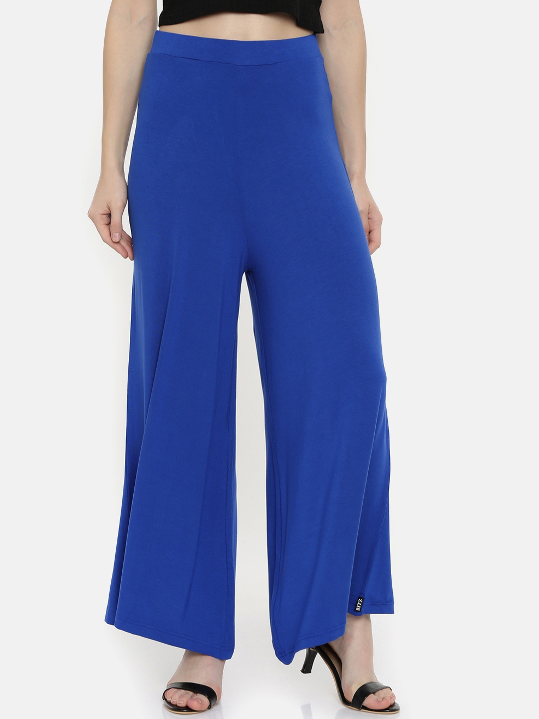 

Bitz Women Blue Solid Flared Palazzos