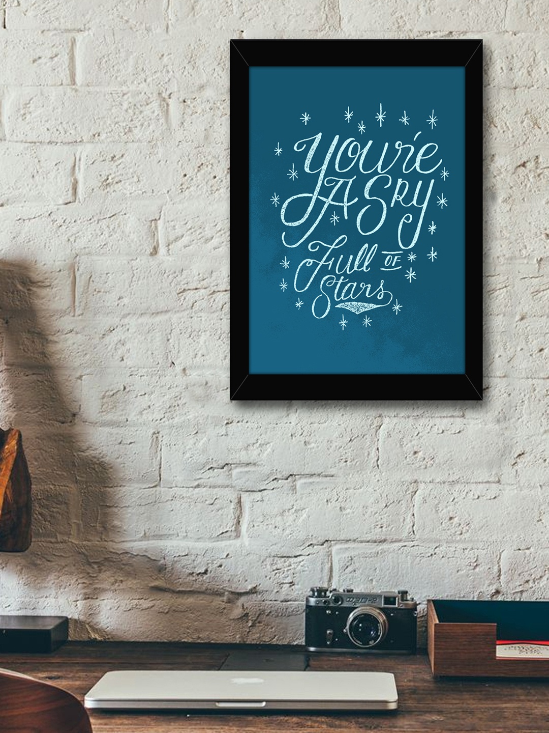 

TIED RIBBONS Black & Teal Blue Inspirational Printed Wall Art
