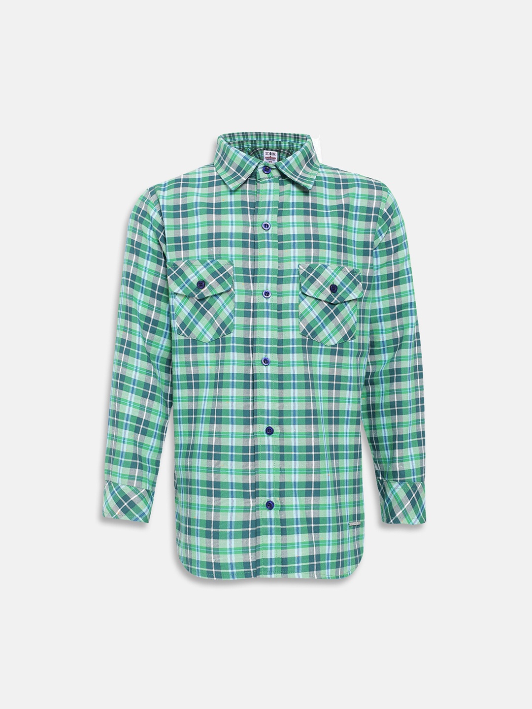 

Oxolloxo Boys Green Regular Fit Checked Formal Shirt