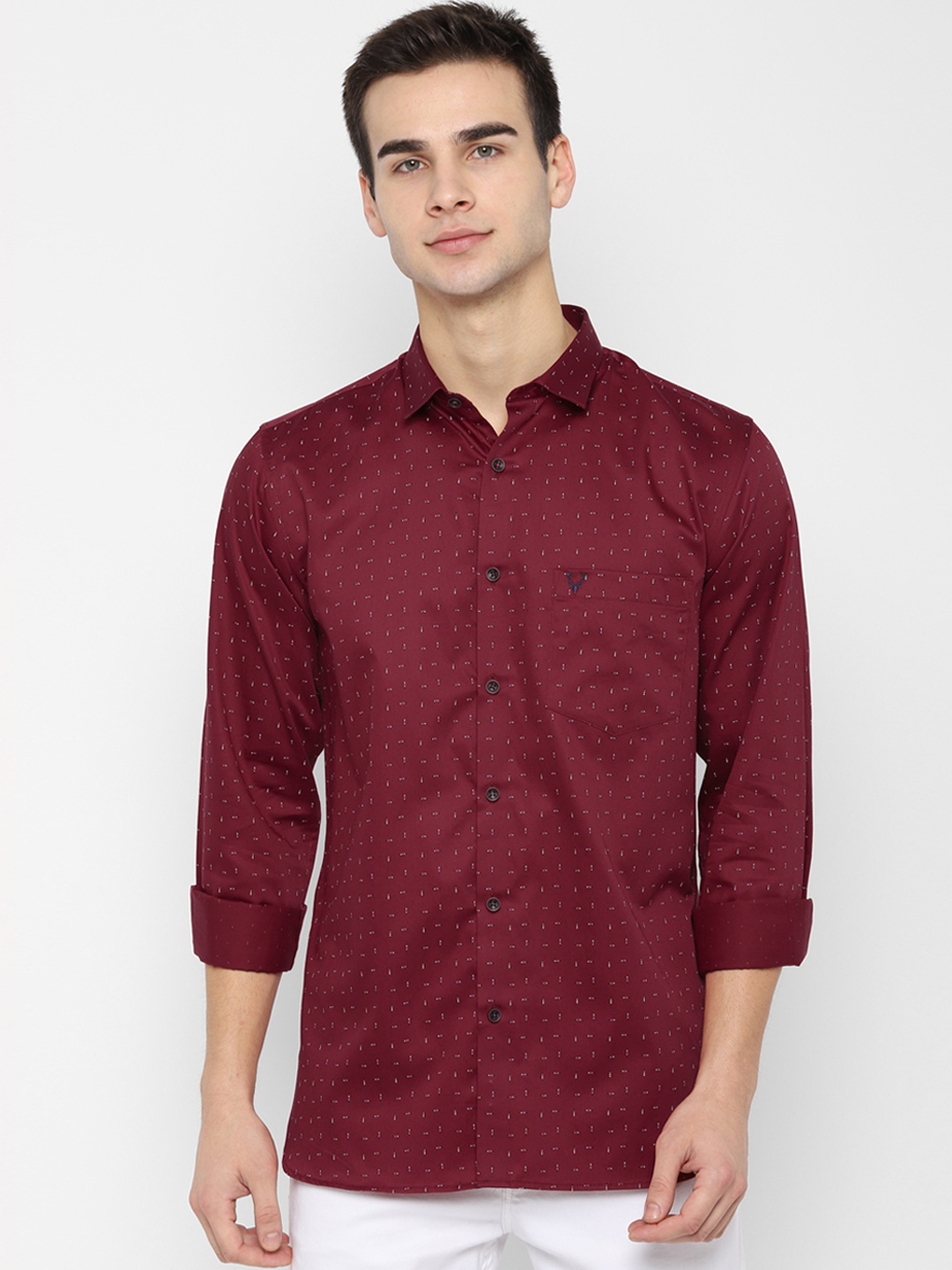 

Allen Solly Men Maroon Slim Fit Printed Casual Shirt