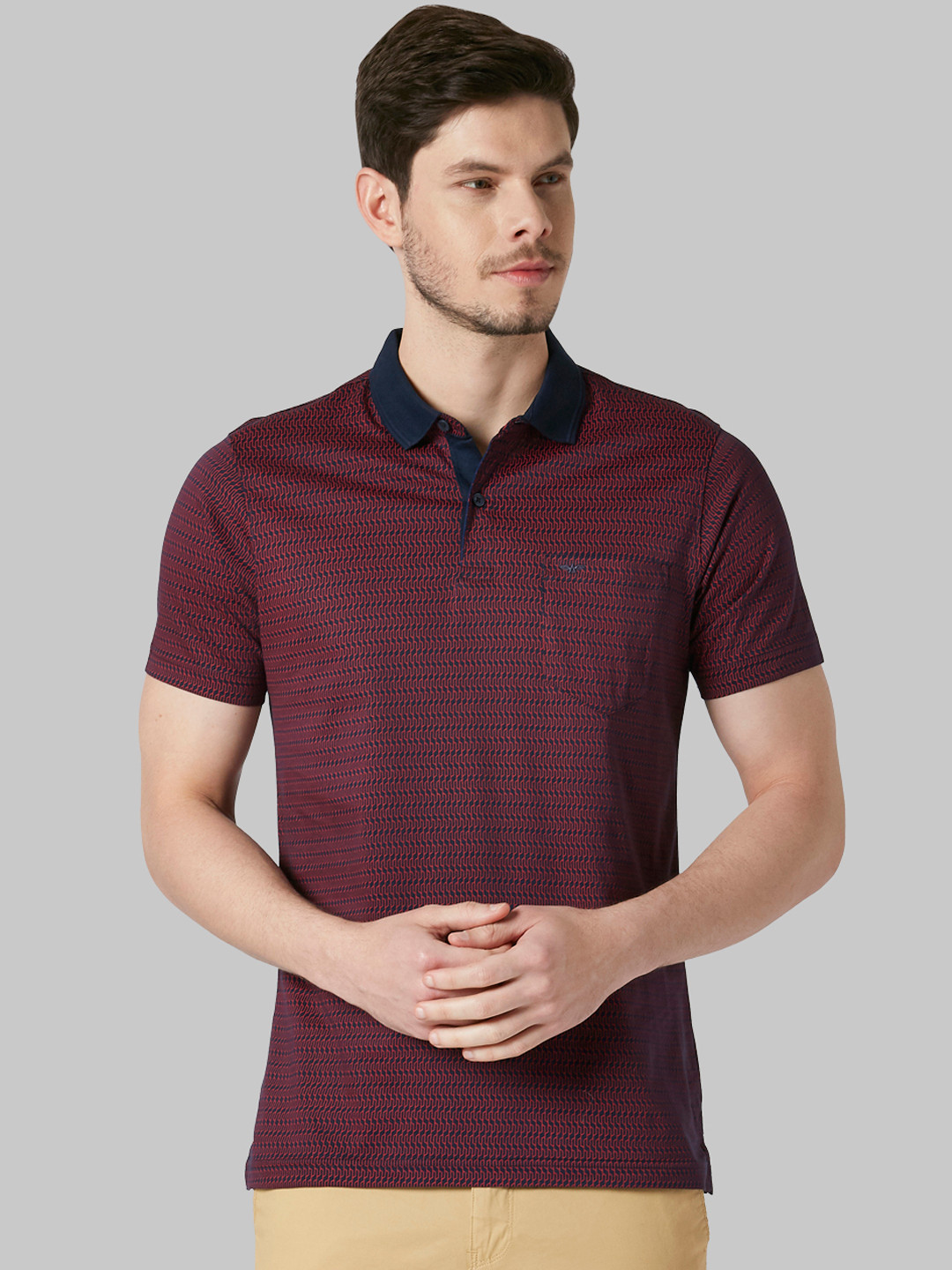 

Park Avenue Men Maroon Printed Polo Collar T-shirt