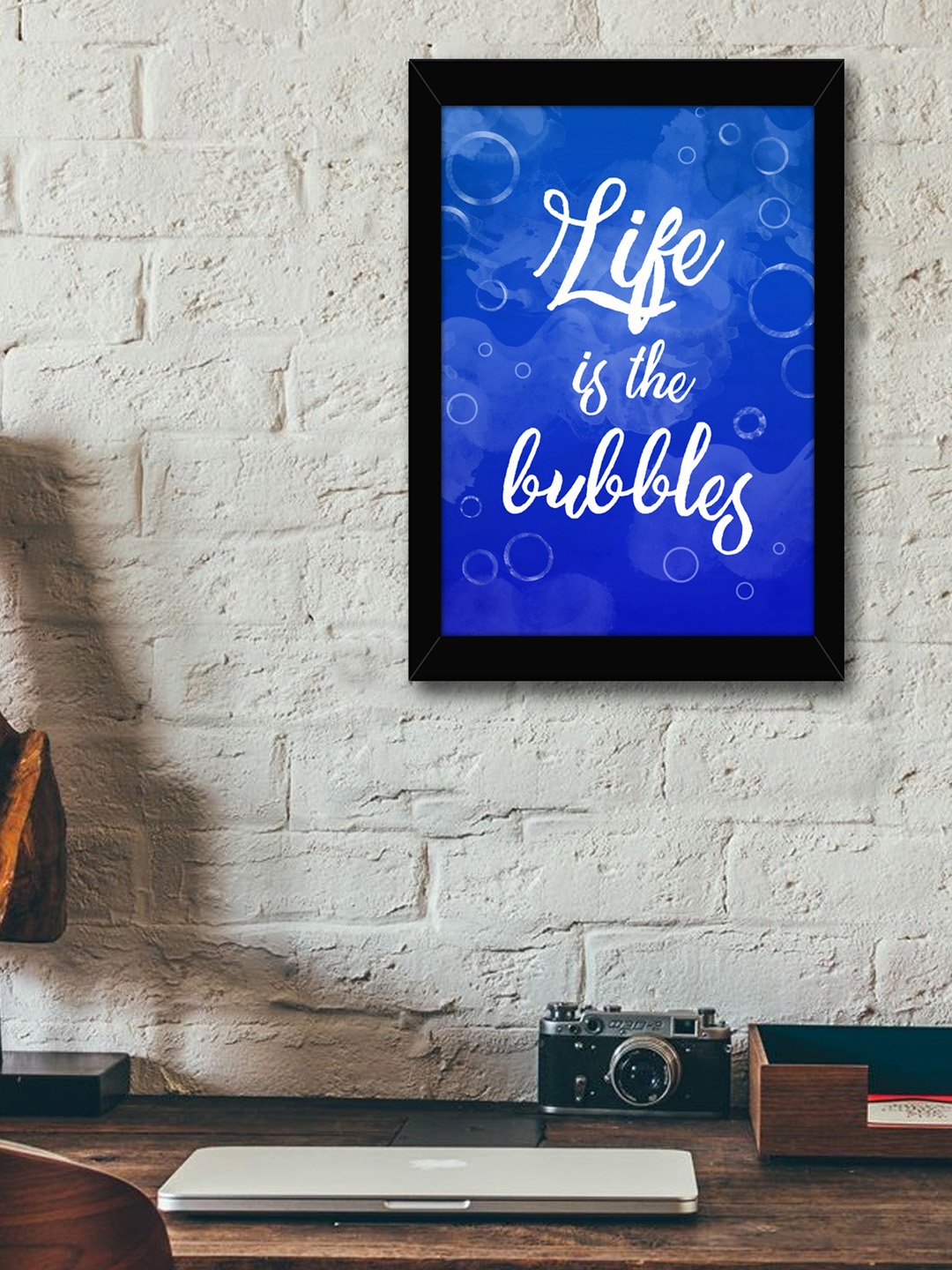 

TIED RIBBONS Blue & White Printed Framed Wall Art