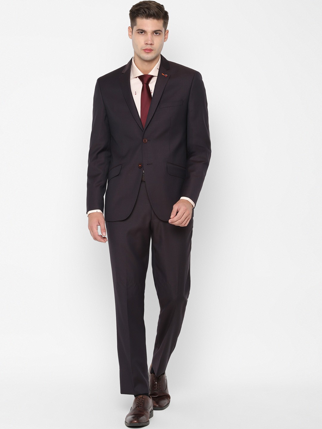 

SIMON CARTER LONDON Men Brown Self-Design Slim-Fit Single-Breasted Formal Suit
