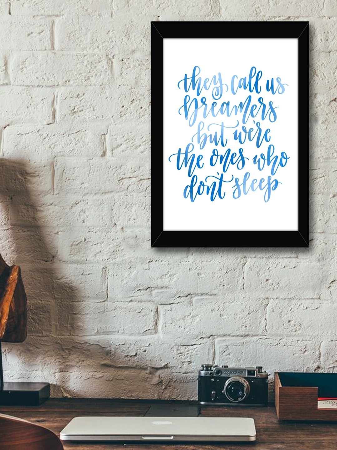 

TIED RIBBONS White & Blue Printed Synthetic Fibre Framed Wall Art