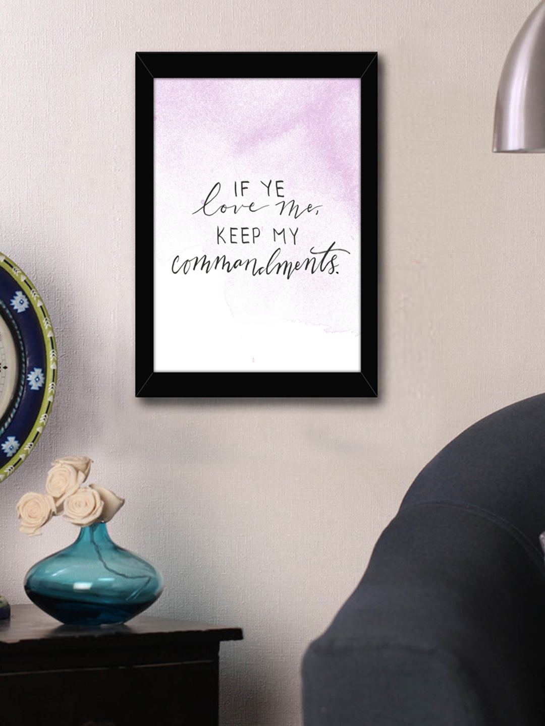 

TIED RIBBONS White & Purple Printed Inspirational Quotes Framed Wall Art