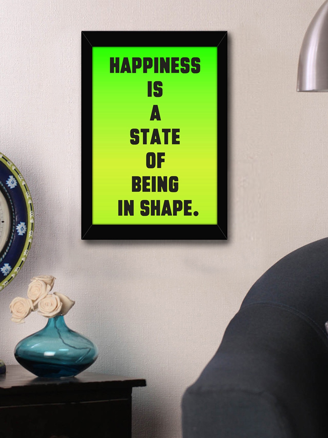 

TIED RIBBONS Green & Black Printed Synthetic Fibre Framed Wall Art