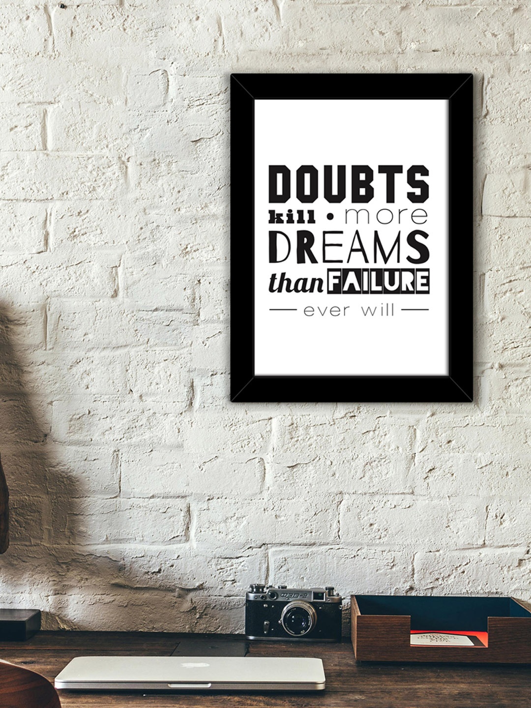 

TIED RIBBONS White & Black Printed Inspirational Quotes Framed Wall Art