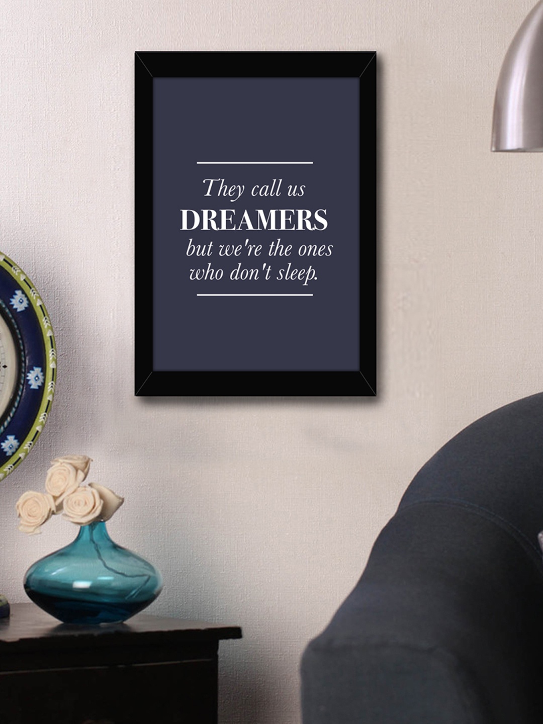 

TIED RIBBONS Blue & White Printed Inspirational Quotes Framed Wall Art