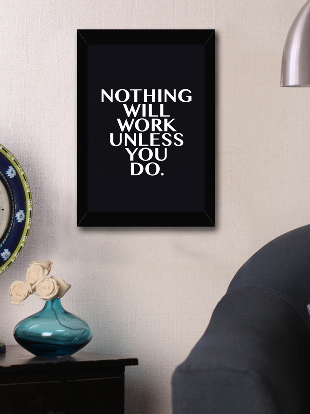 

TIED RIBBONS Black & White Printed Synthetic Fibre Framed Wall Art