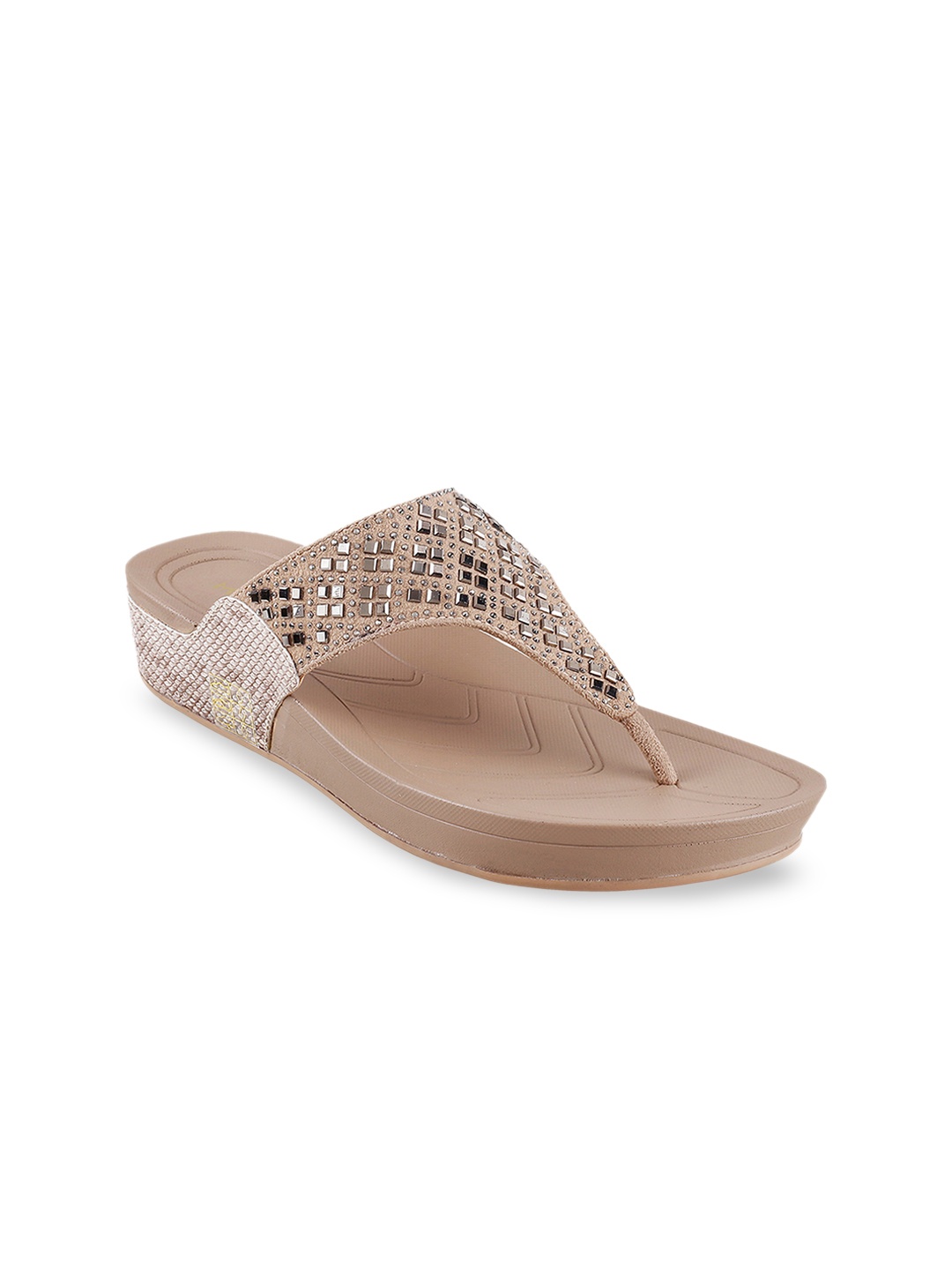 Metro Women Beige Embellished Comfort Heels