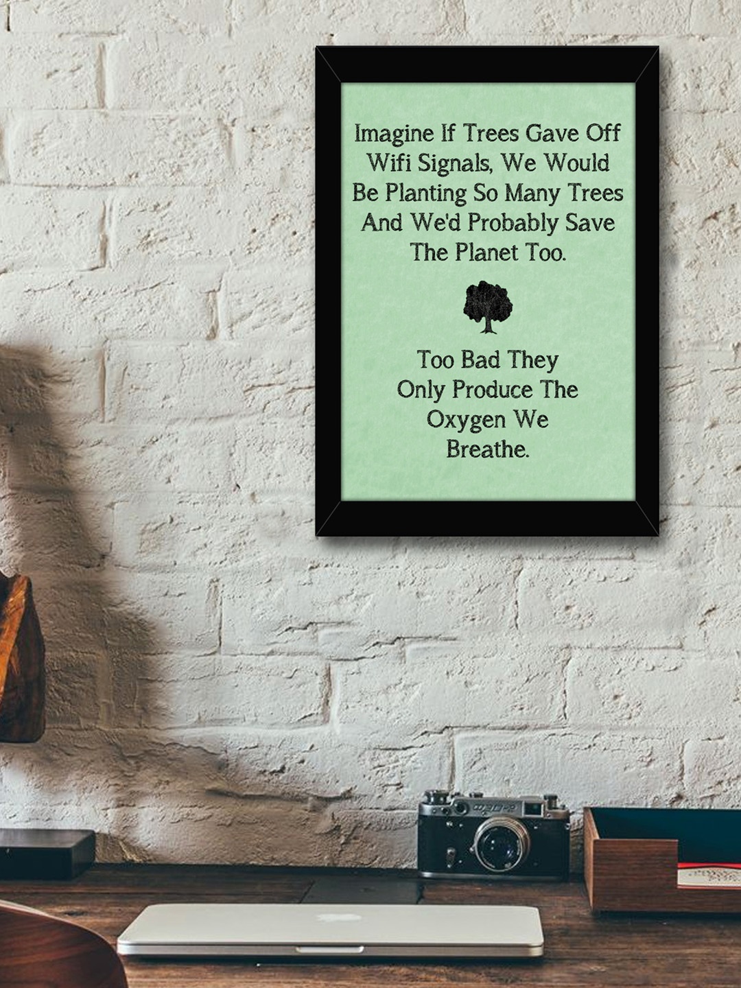 

TIED RIBBONS Green & Black Printed Synthetic Fibre Framed Wall Art