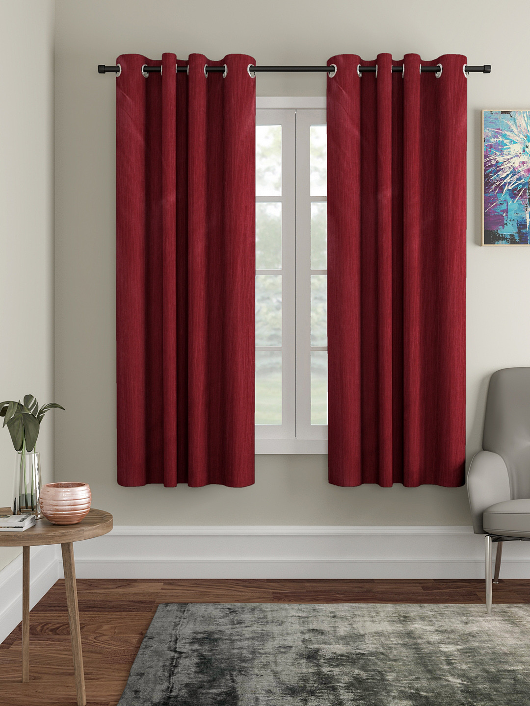 

Home Sizzler Maroon Set of 2 Window Curtains