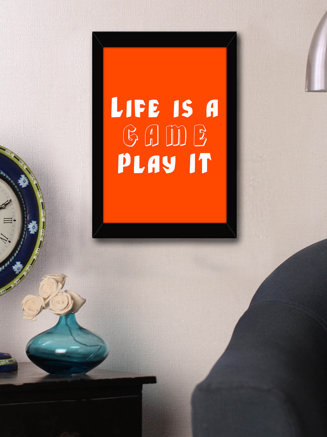 

TIED RIBBONS Orange & White Printed Inspirational Quotes Framed Wall Art