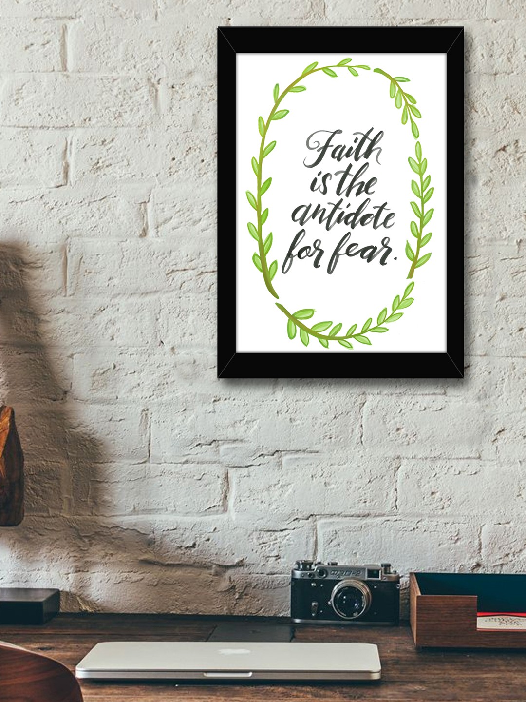 

TIED RIBBONS White & Green Printed Synthetic Fibre Framed Wall Art