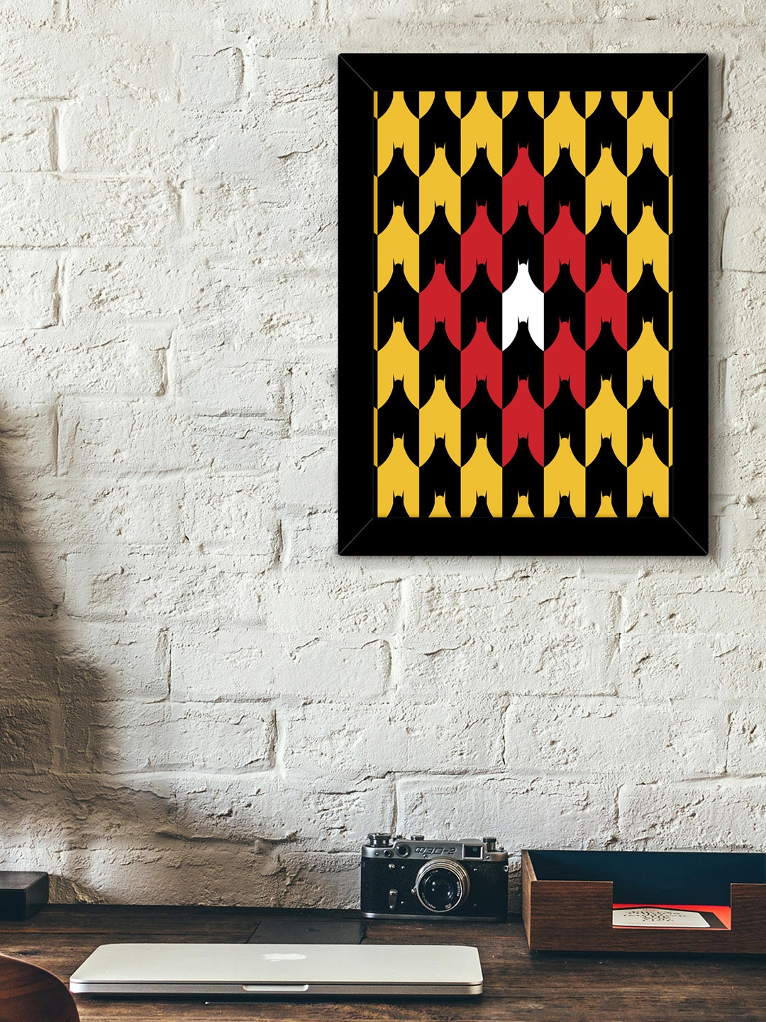 

TIED RIBBONS Yellow & Black Printed Synthetic Fibre Framed Wall Art