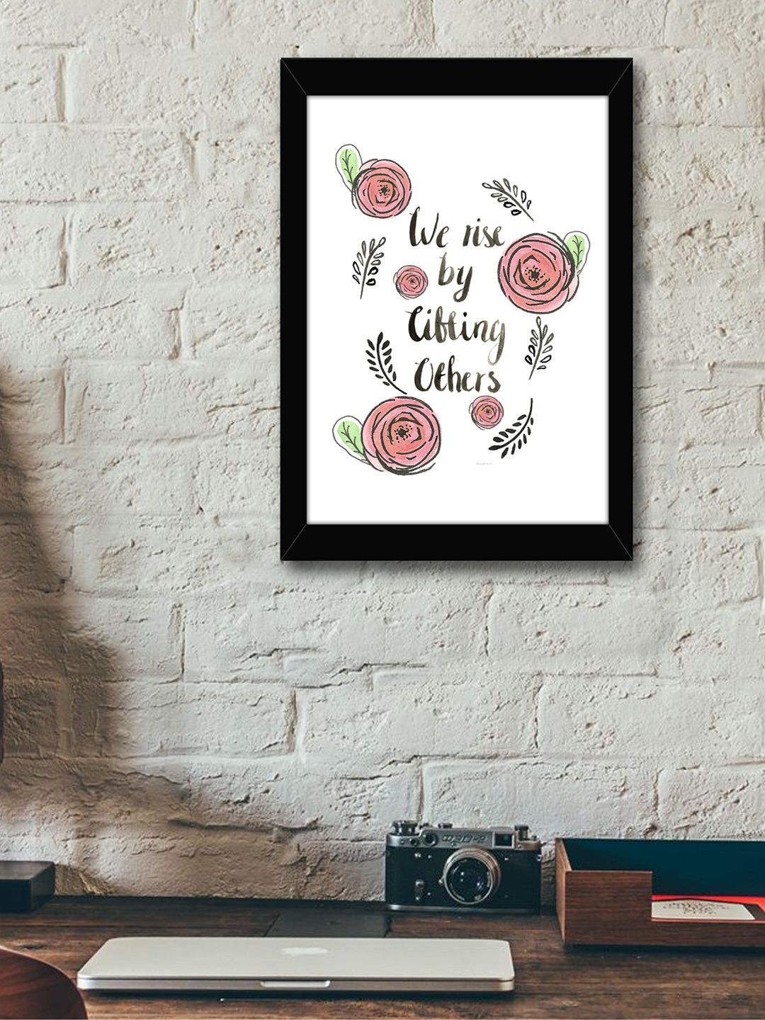 

TIED RIBBONS Black & Pink Printed Synthetic Fibre Framed Wall Art
