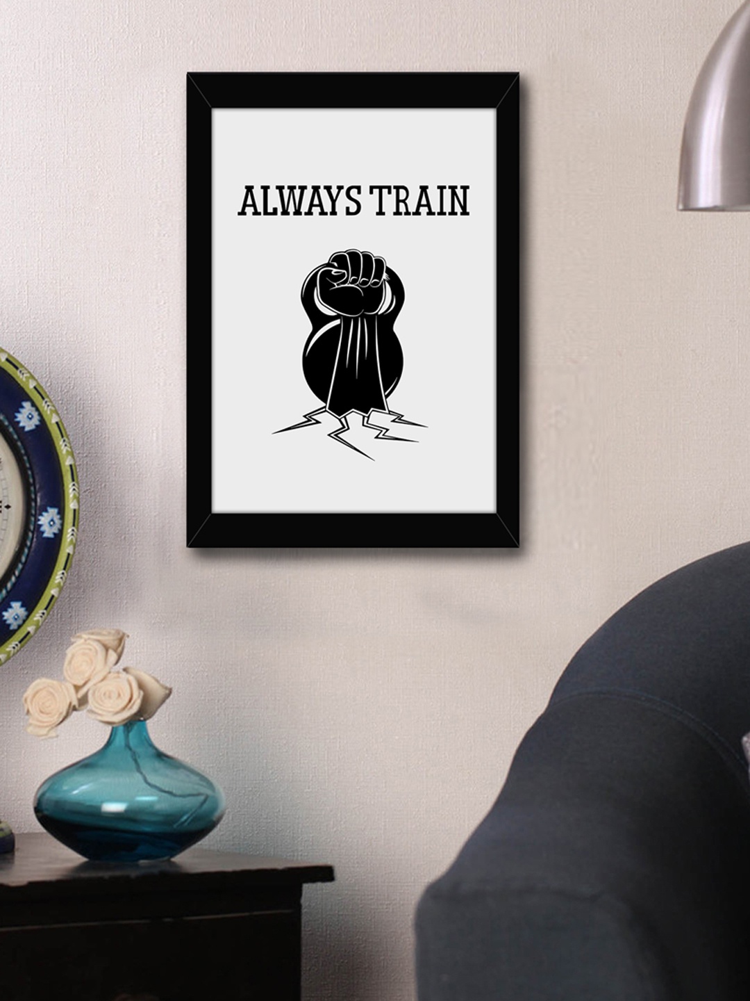 

TIED RIBBONS Grey & Black Printed Inspirational Quote Printed Framed Wall Art
