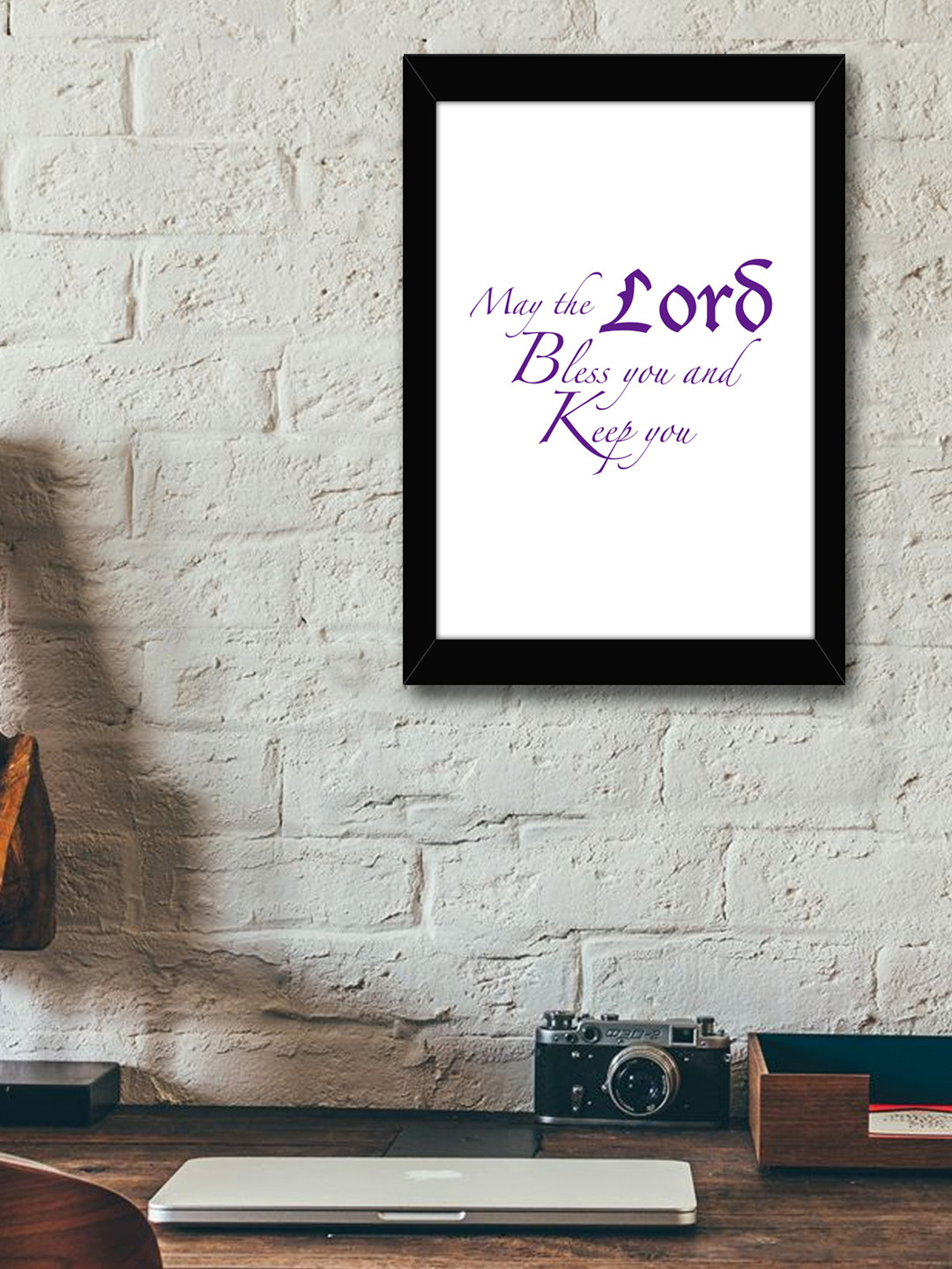 

TIED RIBBONS White & Purple Printed Synthetic Fibre Framed Wall Art