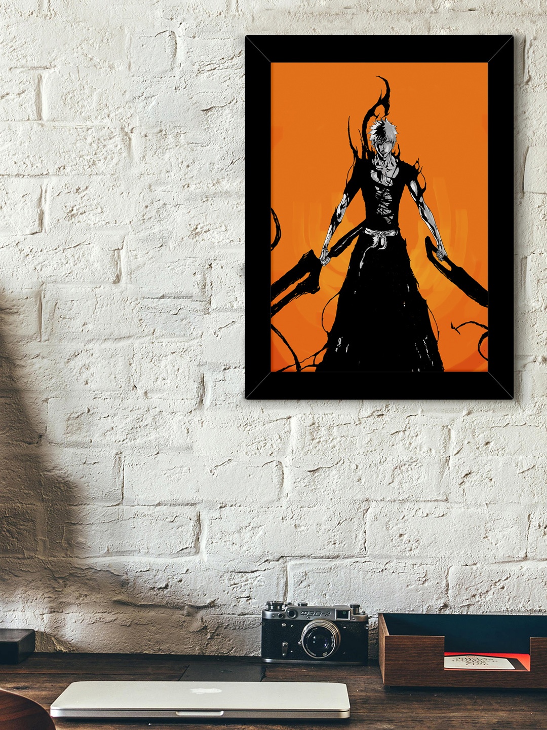 

TIED RIBBONS Orange & Black Printed Synthetic Fibre Framed Wall Art