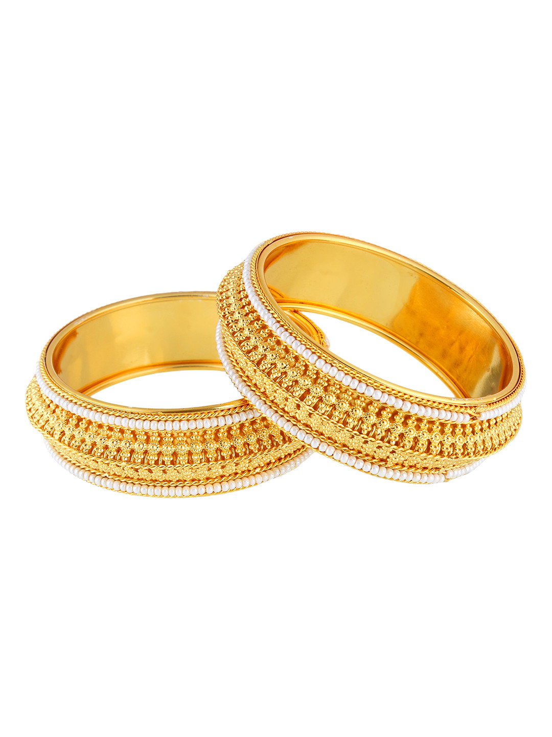 

Adwitiya Set of 2 Gold-Plated & White Beaded Handcrafted Bangles
