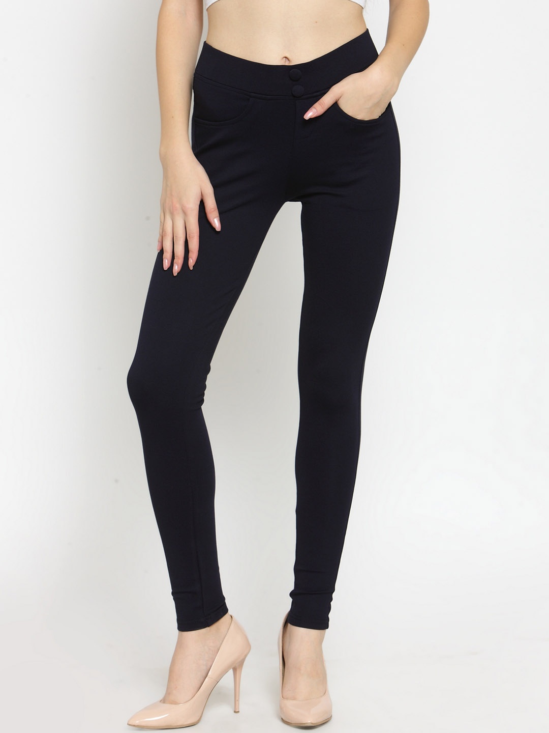 

Castle Women Navy Blue Solid High-Rise Skinny Fit Jegging