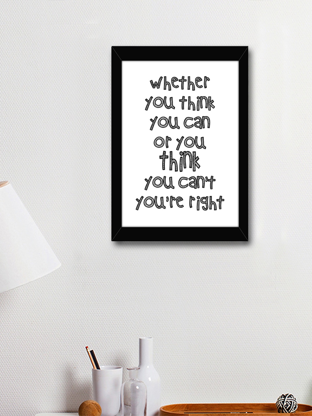

TIED RIBBONS White & Black Printed Synthetic Fibre Framed Wall Art
