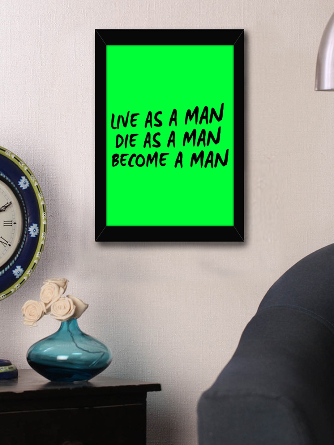 

TIED RIBBONS Green & Black Printed Inspirational Quotes Framed Wall Art