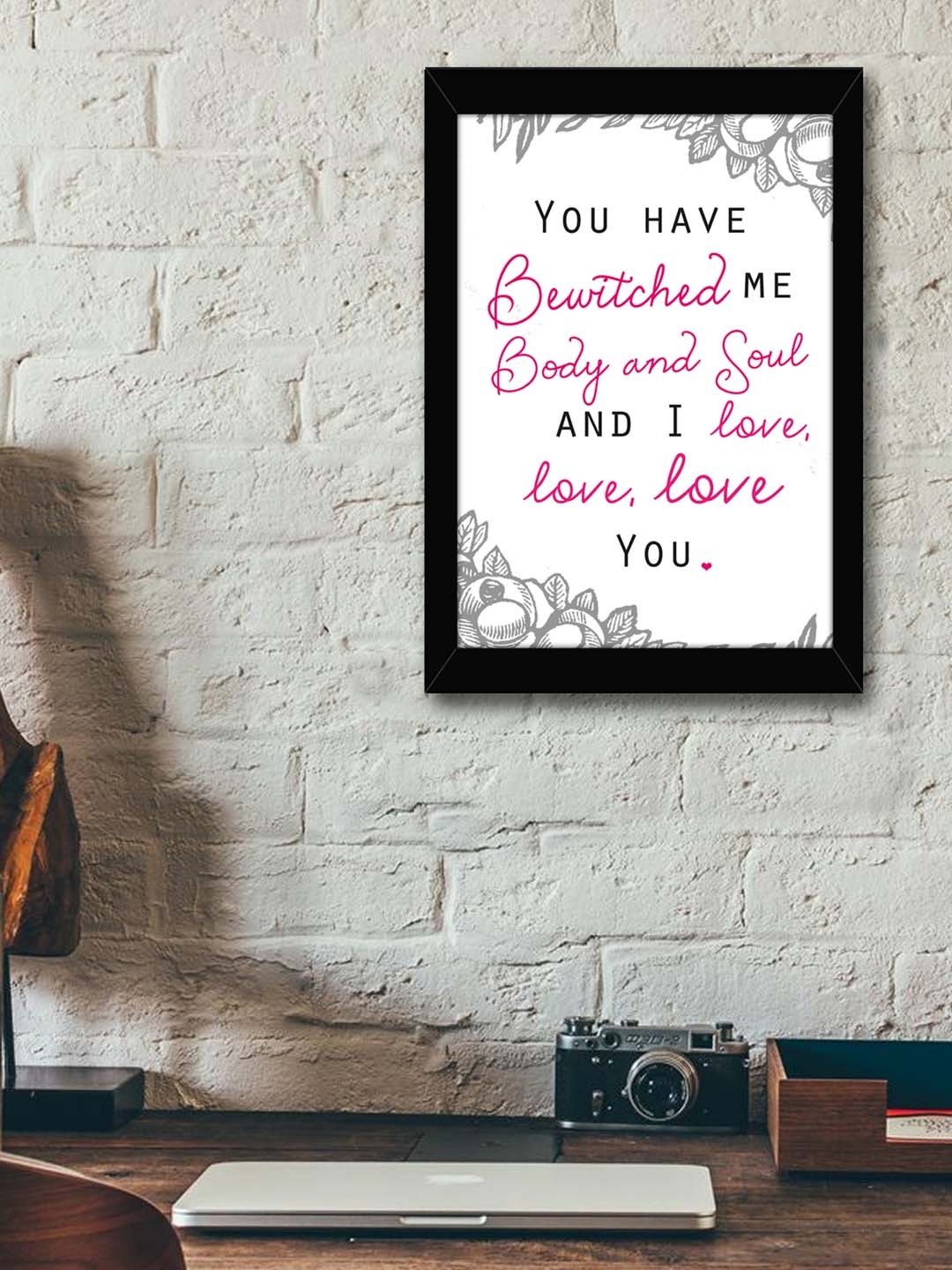 

TIED RIBBONS White & Pink Printed Synthetic Fibre Framed Wall Art