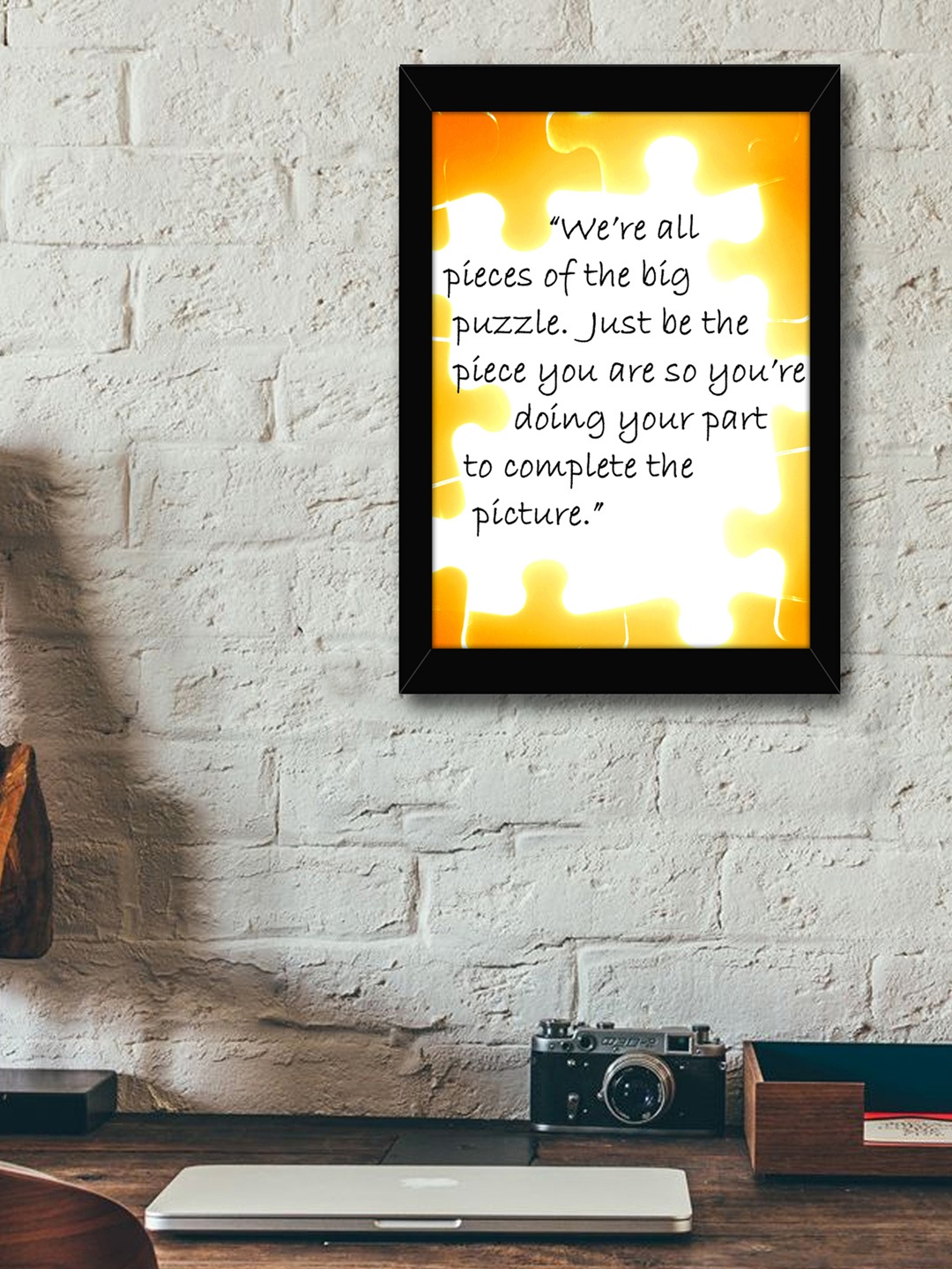 

TIED RIBBONS Yellow & Cream-Coloured Printed Synthetic Fibre Framed Wall Art