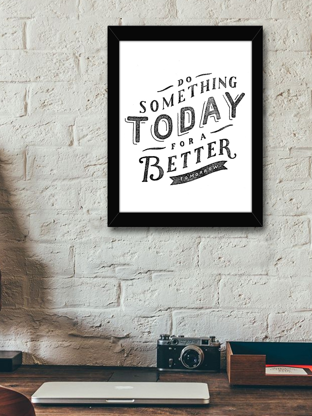 

TIED RIBBONS White & Black Printed Inspirational Quotes Framed Wall Art