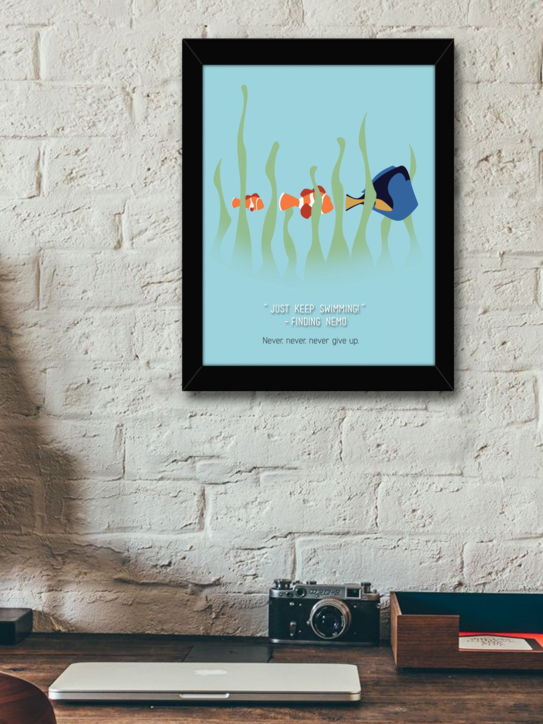 

TIED RIBBONS Blue & Green Printed Inspirational Quote Printed Framed Wall Art