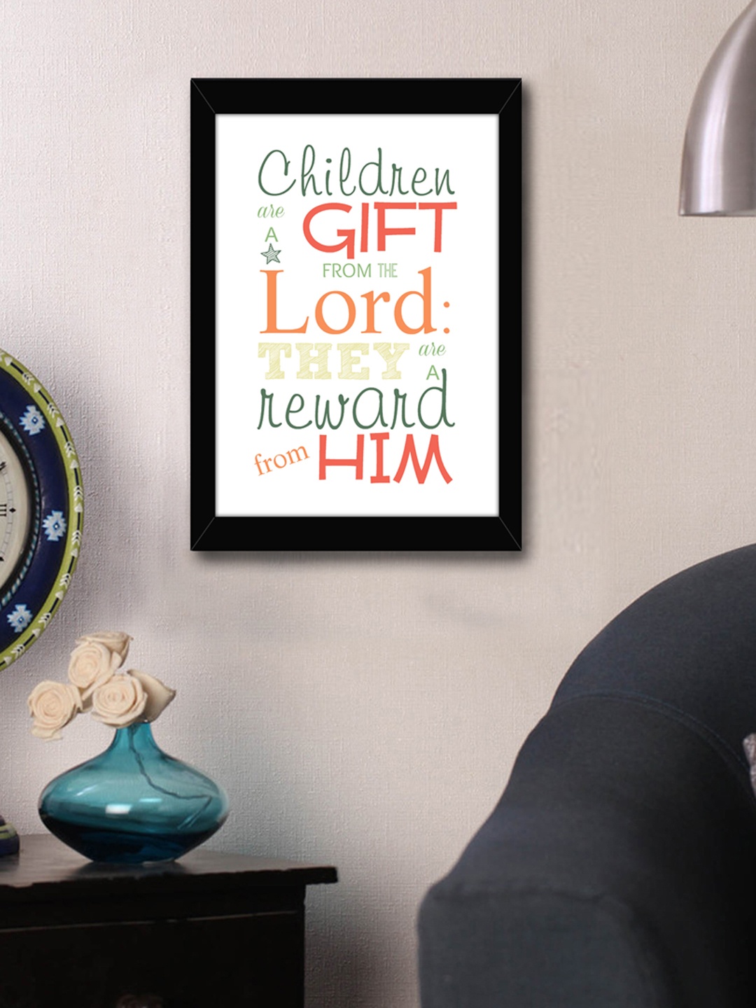 

TIED RIBBONS White & Green Printed Inspirational Quotes Framed Wall Art