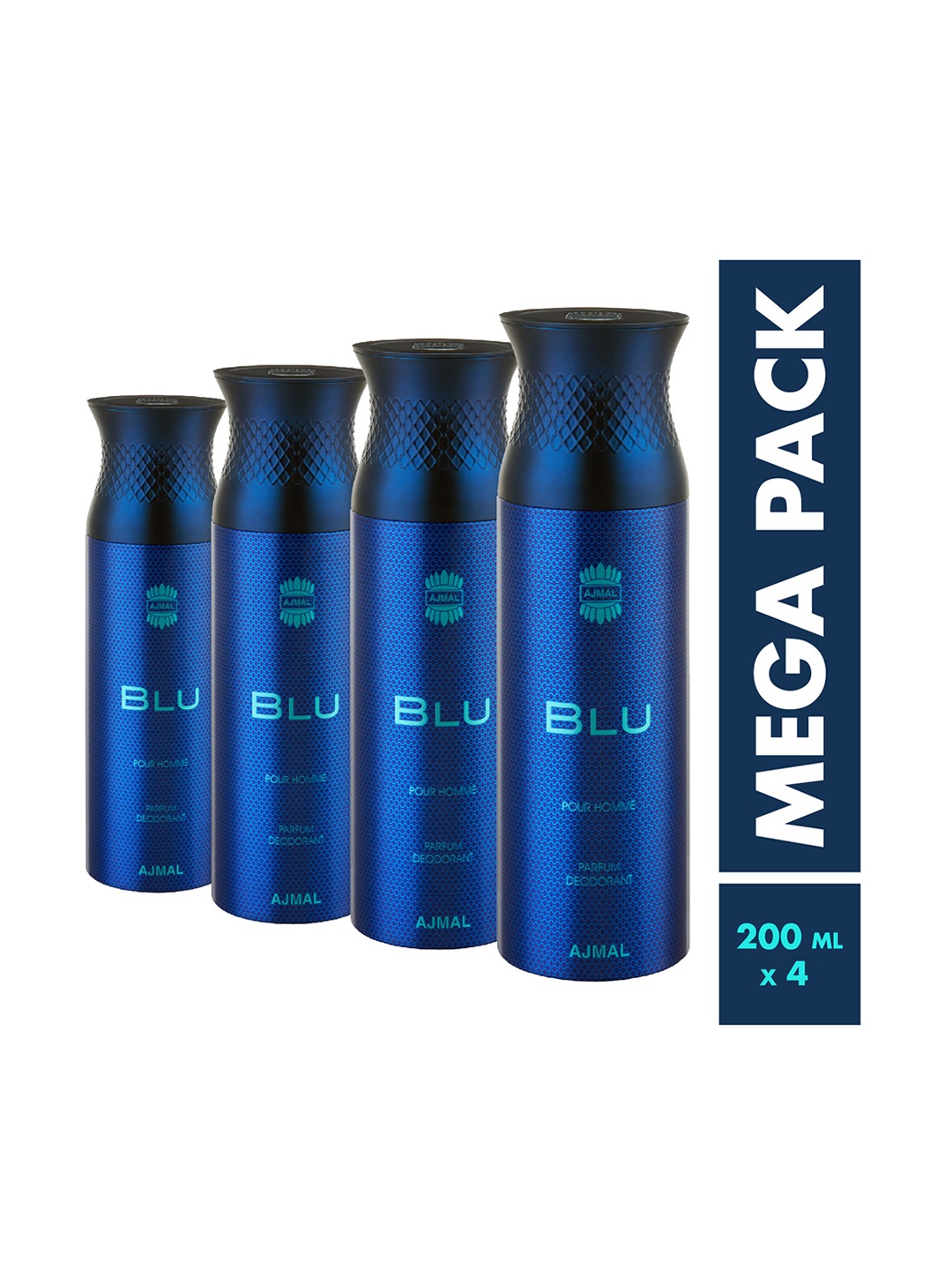 

Ajmal Set of 4 Blu Deodorants 200 ml Each, Blue