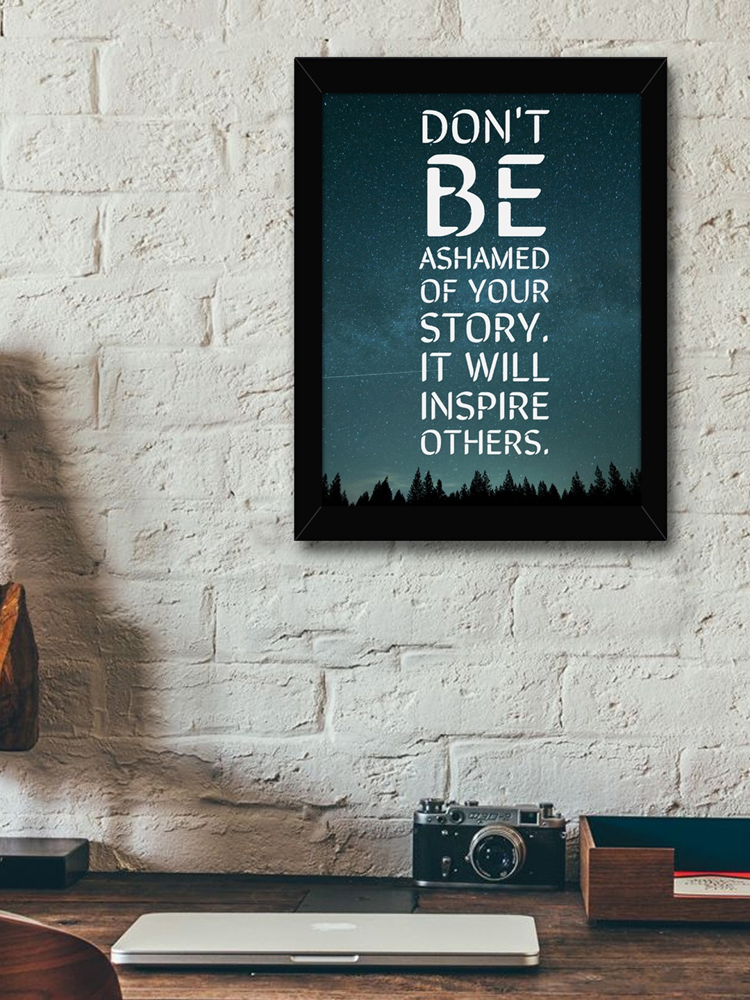 

TIED RIBBONS Blue & White Printed Inspirational Quotes Framed Wall Art