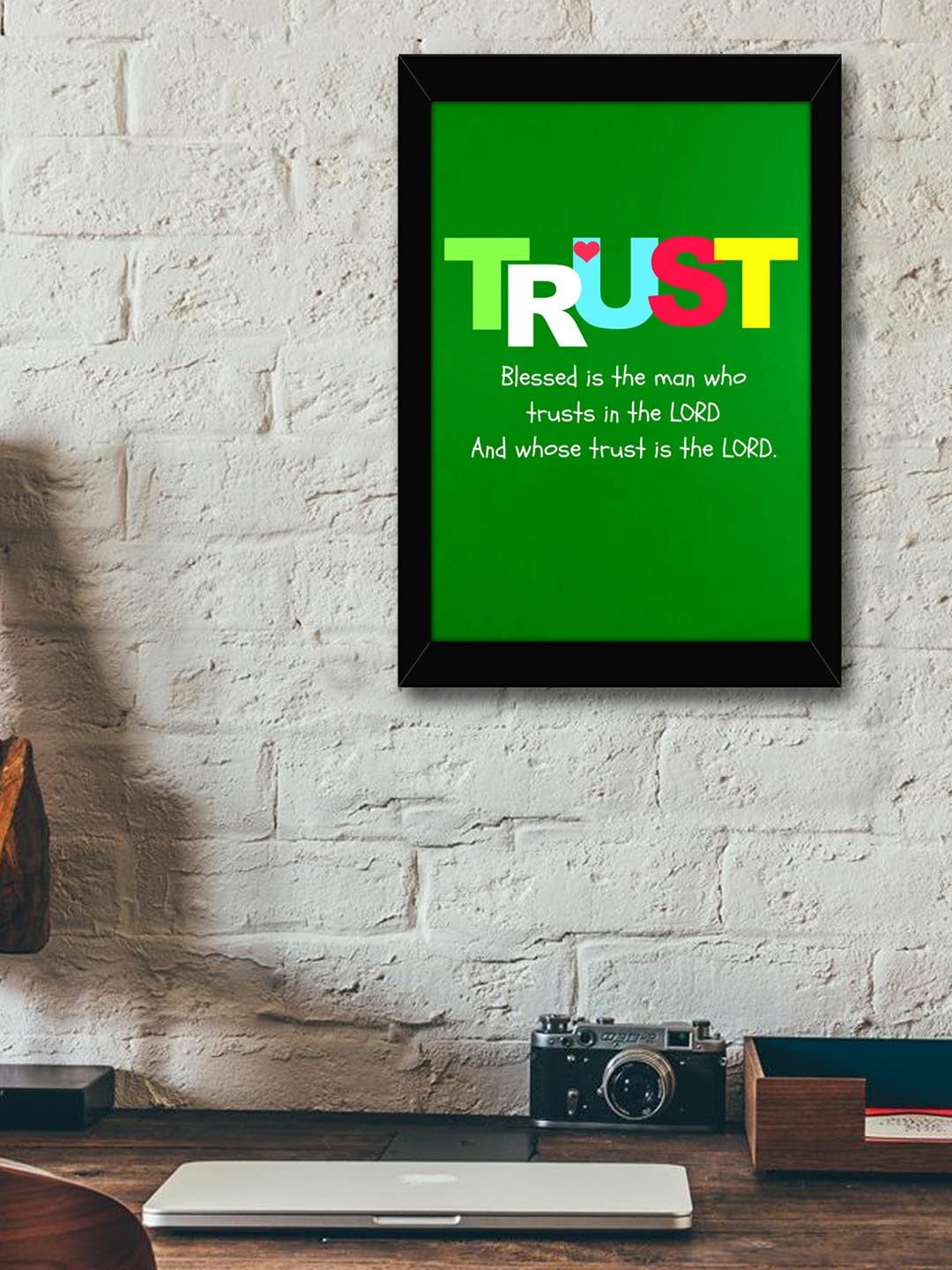 

TIED RIBBONS Green & White Printed Synthetic Fibre Framed Wall Art