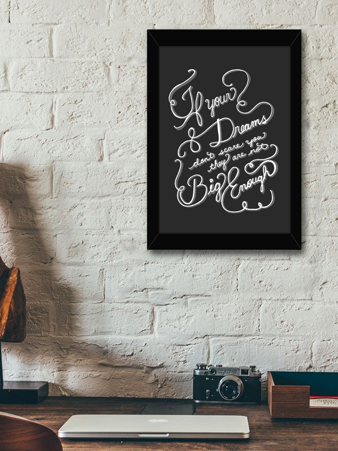 

TIED RIBBONS Charcoal Grey & White Printed Synthetic Fibre Framed Wall Art