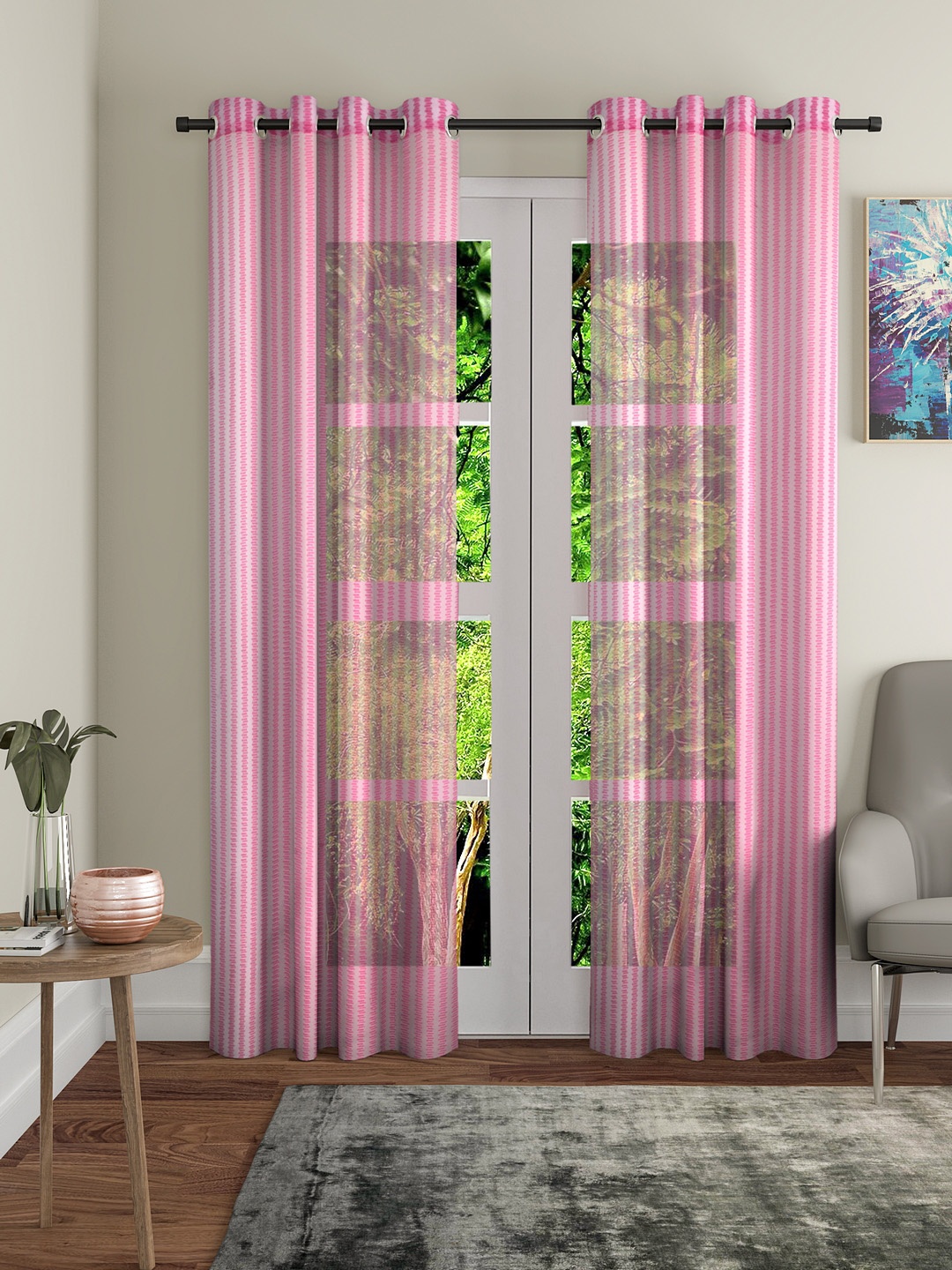 

Home Sizzler Pink Set of 2 Long Door Curtains