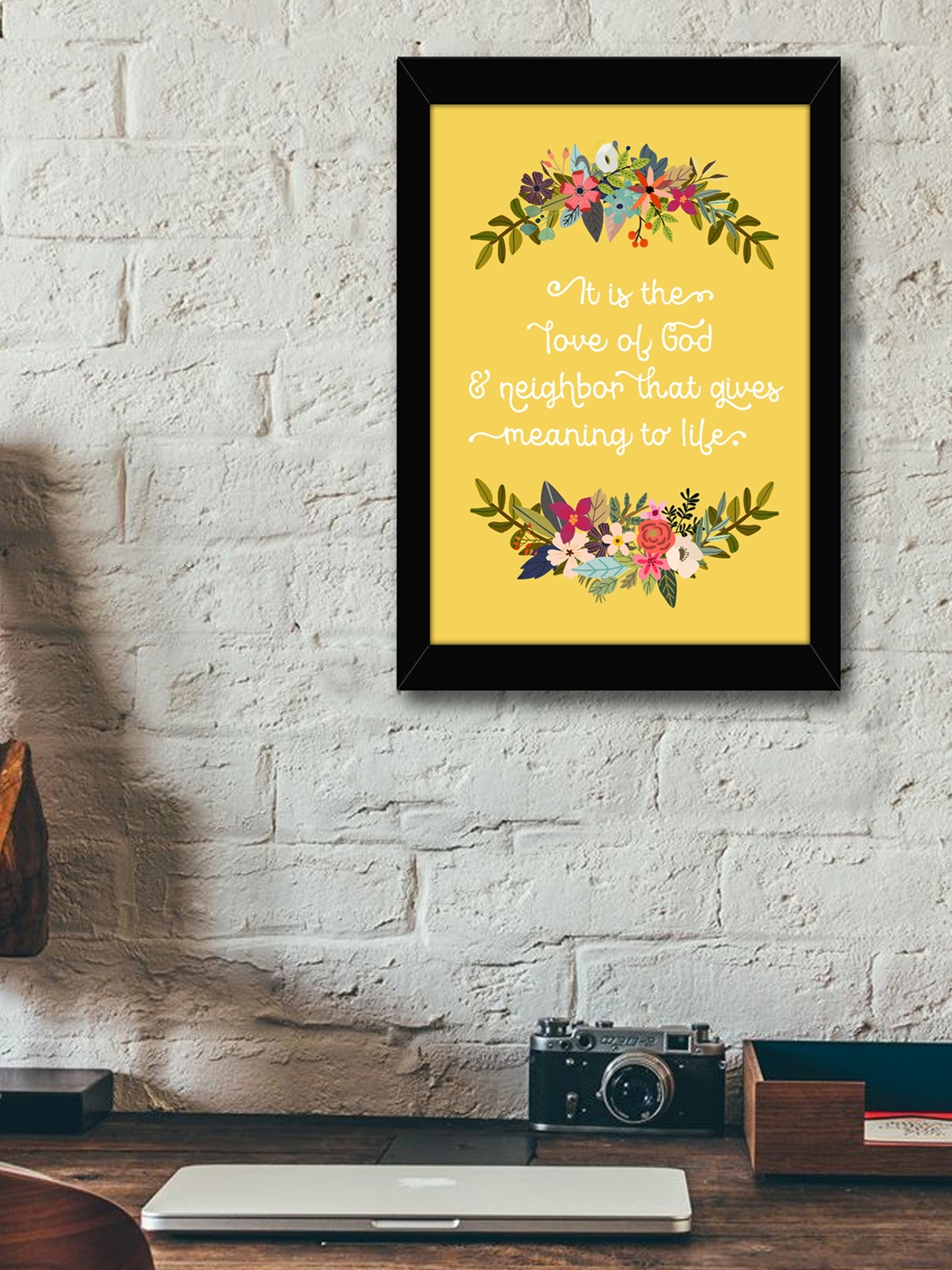 

TIED RIBBONS Yellow & White Printed Framed Wall Art