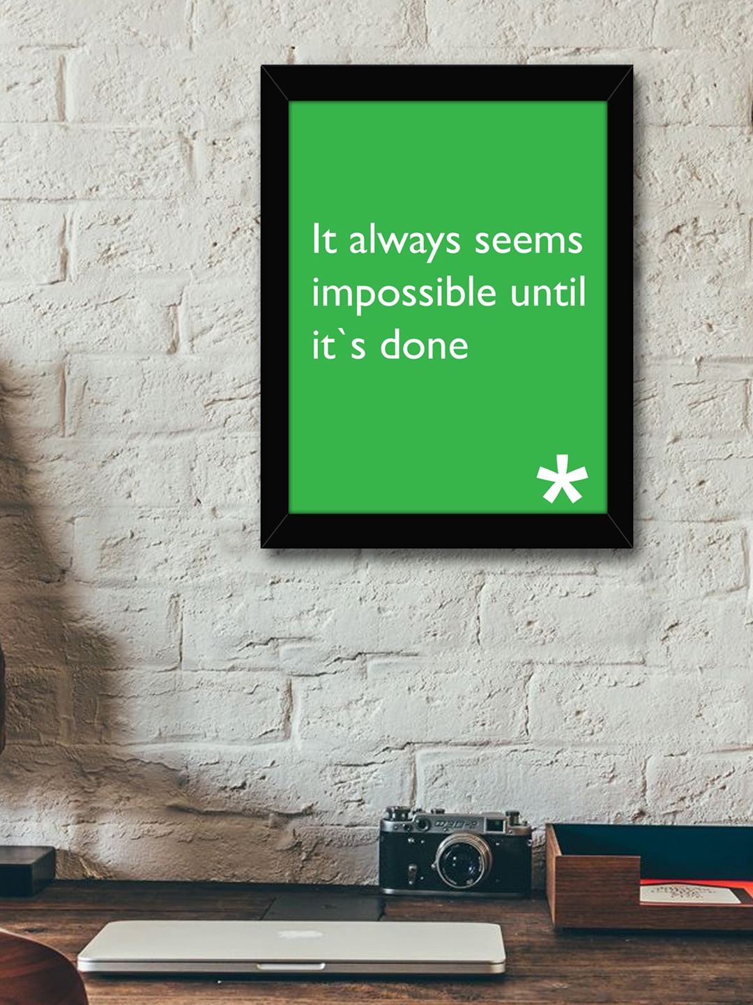 

TIED RIBBONS Green & White Printed Inspirational Quotes Framed Wall Art