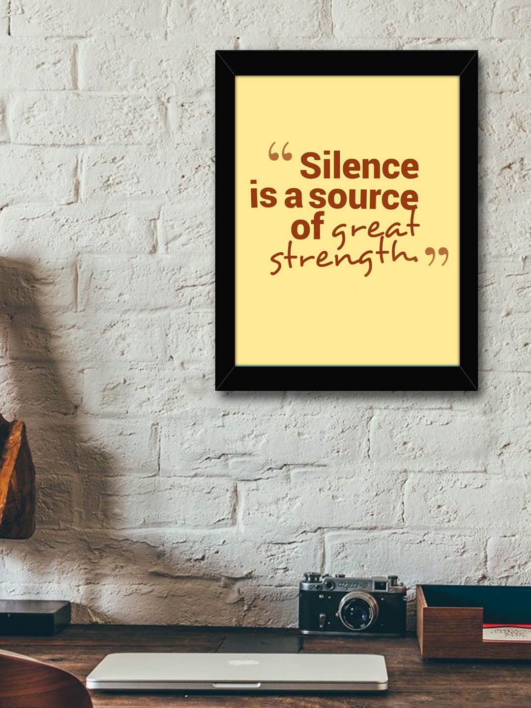 

TIED RIBBONS Yellow & Brown Inspirational Quote Printed Framed Wall Art