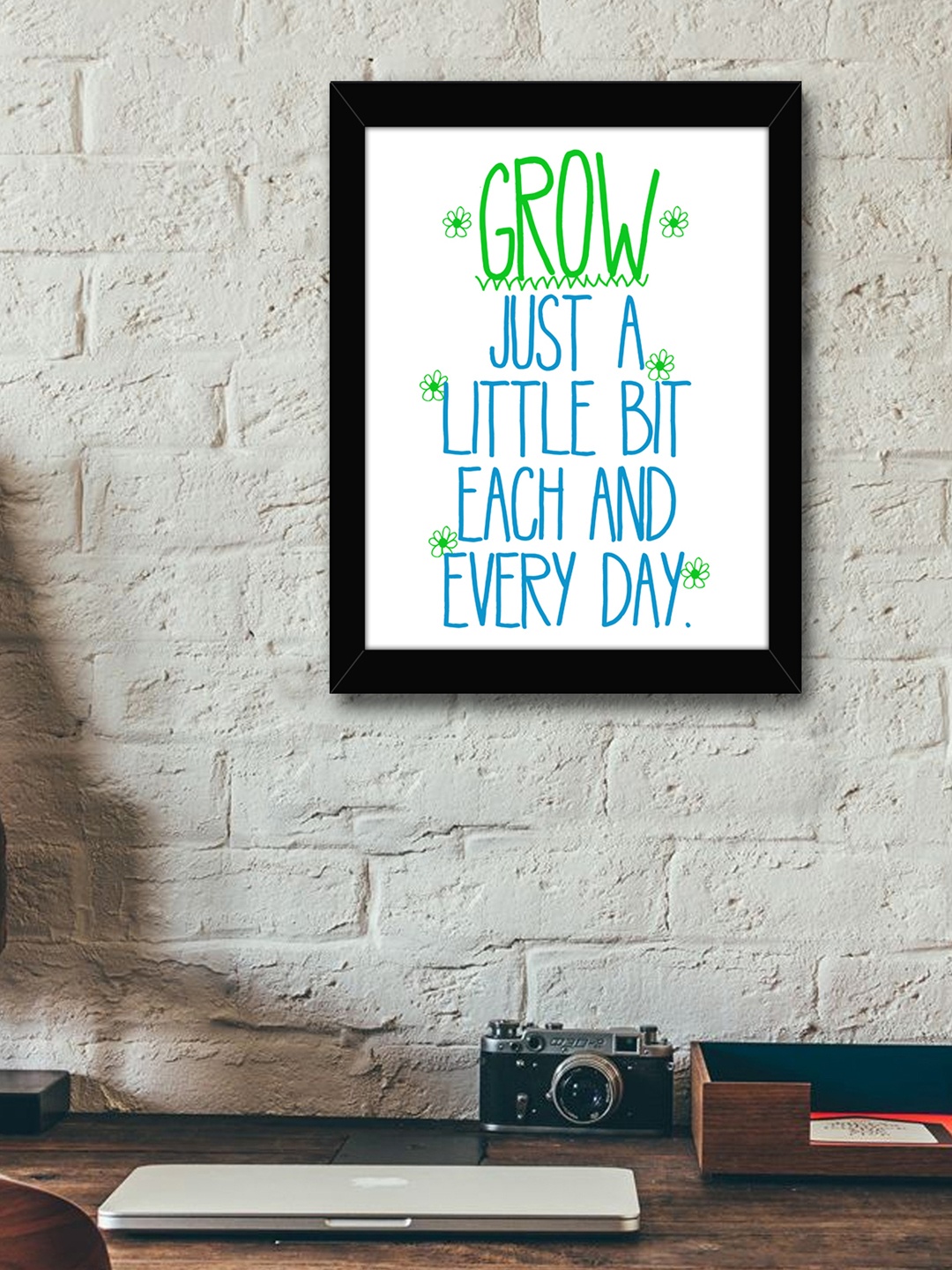 

TIED RIBBONS White & Blue Printed Inspirational Quotes Framed Wall Art