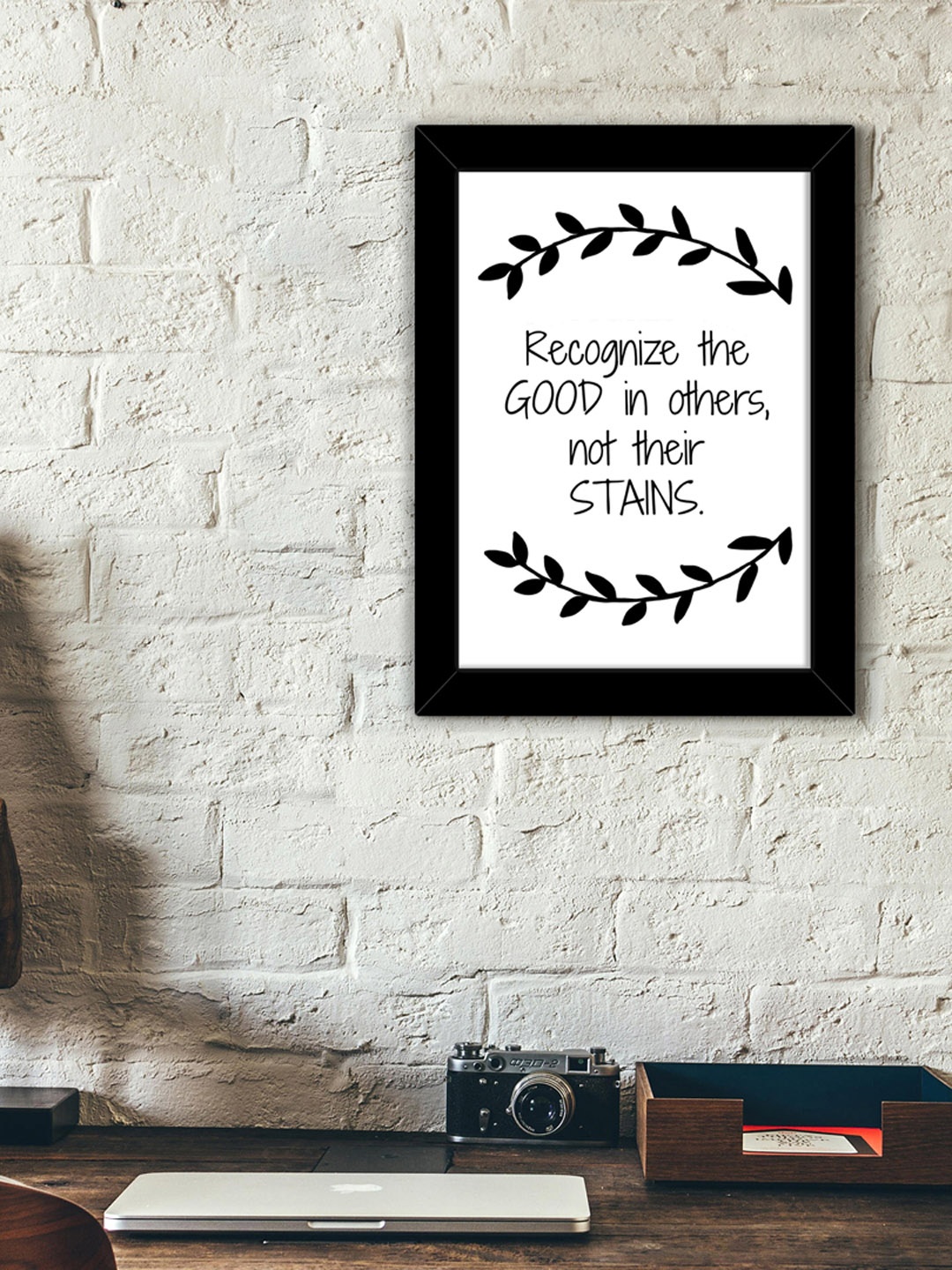 

TIED RIBBONS White & Black Printed Inspirational Quotes Framed Wall Art