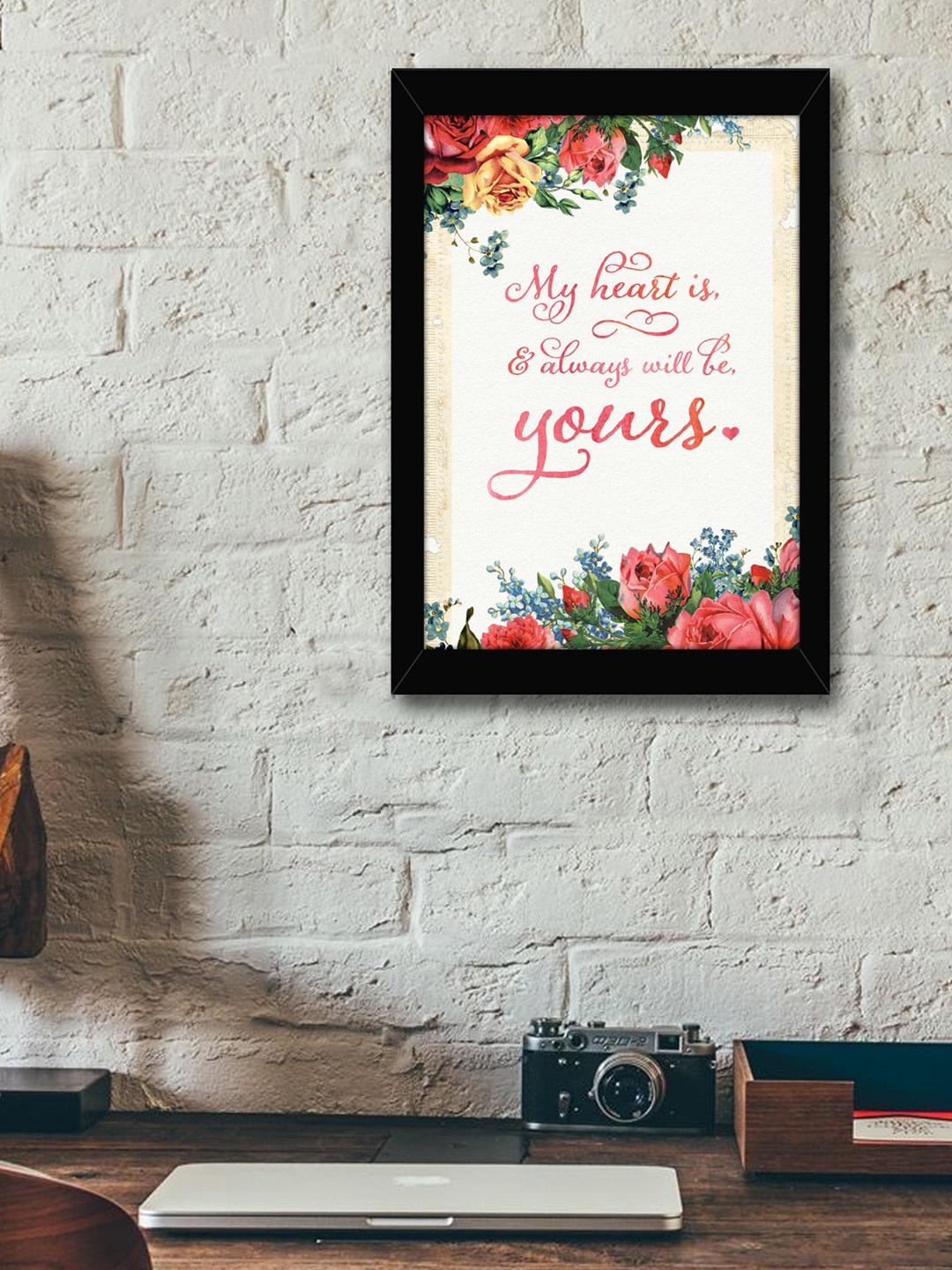 

TIED RIBBONS Off White & Red Printed Framed Wall Art